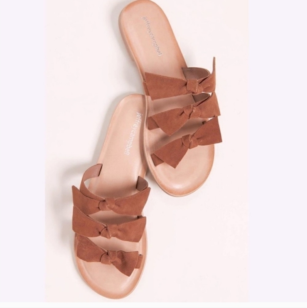 Jeffrey Campbell Women Leather Tripple Bow Florida Sandals Slide shoes sz 9